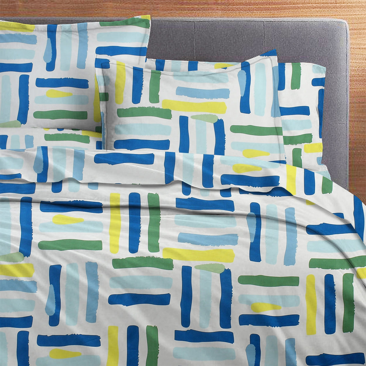 Velencia Flat Bedsheet White Yellow