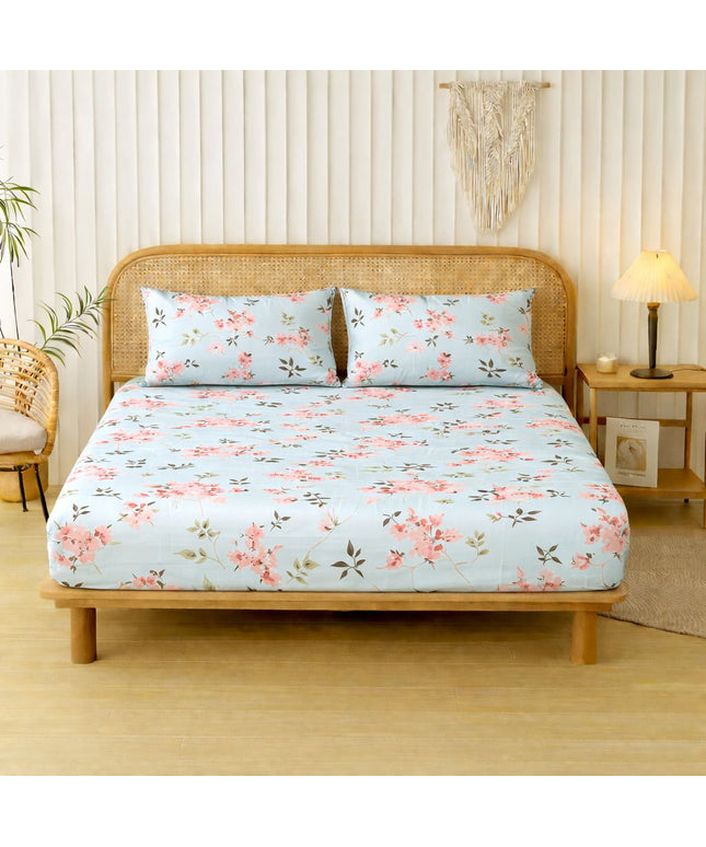 Velencia Flat Bedsheet Light Blue Pink