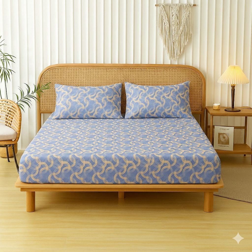 Velencia Flat Bedsheet Light Blue Beige
