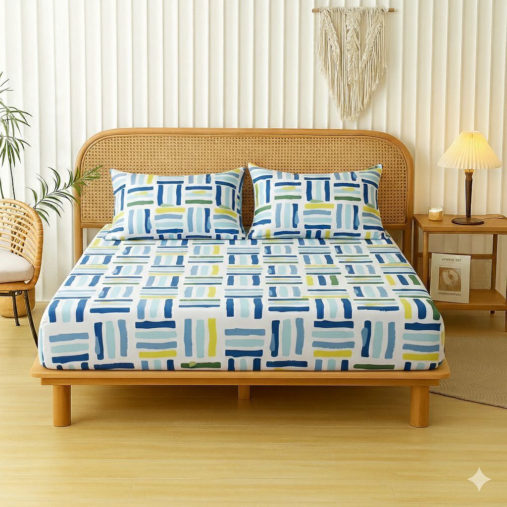 Velencia Flat Bedsheet White Yellow