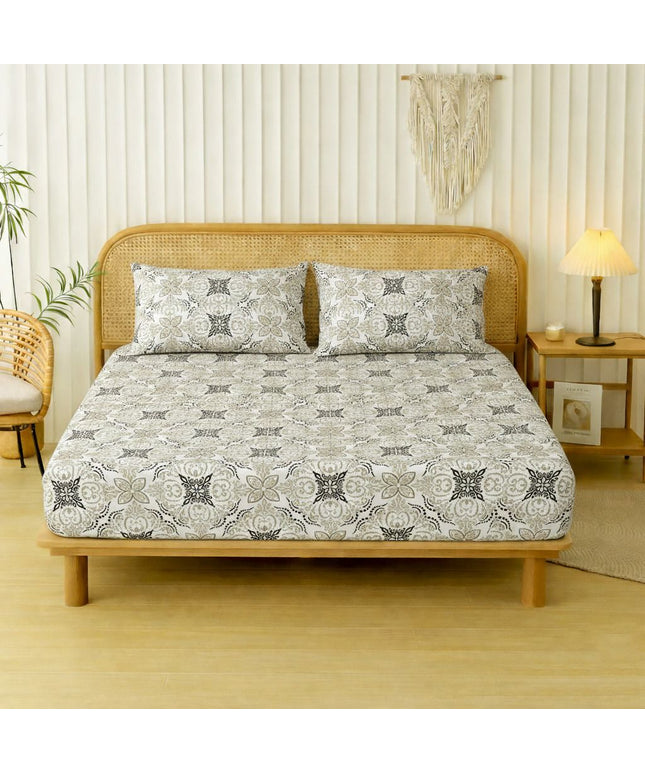 Velencia Flat Bedsheet Off White Black