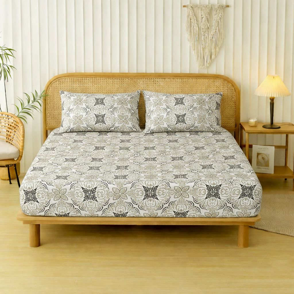 Velencia Flat Bedsheet Off White Black