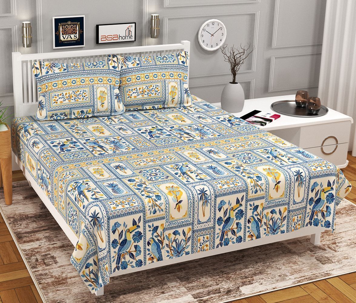 Velencia Flat Bedsheet Blue Yellow
