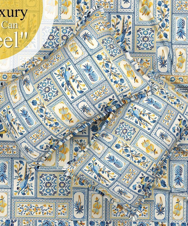 Velencia Flat Bedsheet Blue Yellow
