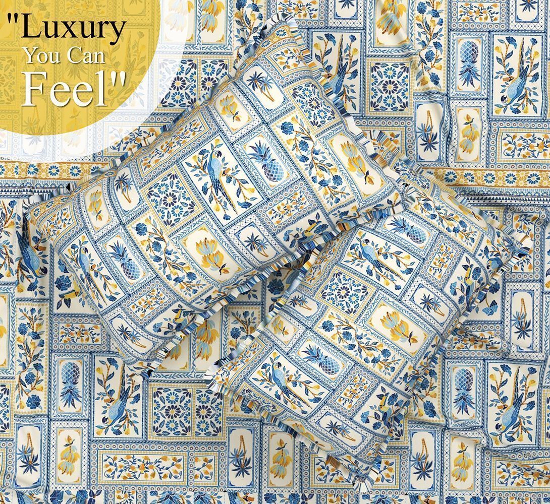 Velencia Flat Bedsheet Blue Yellow