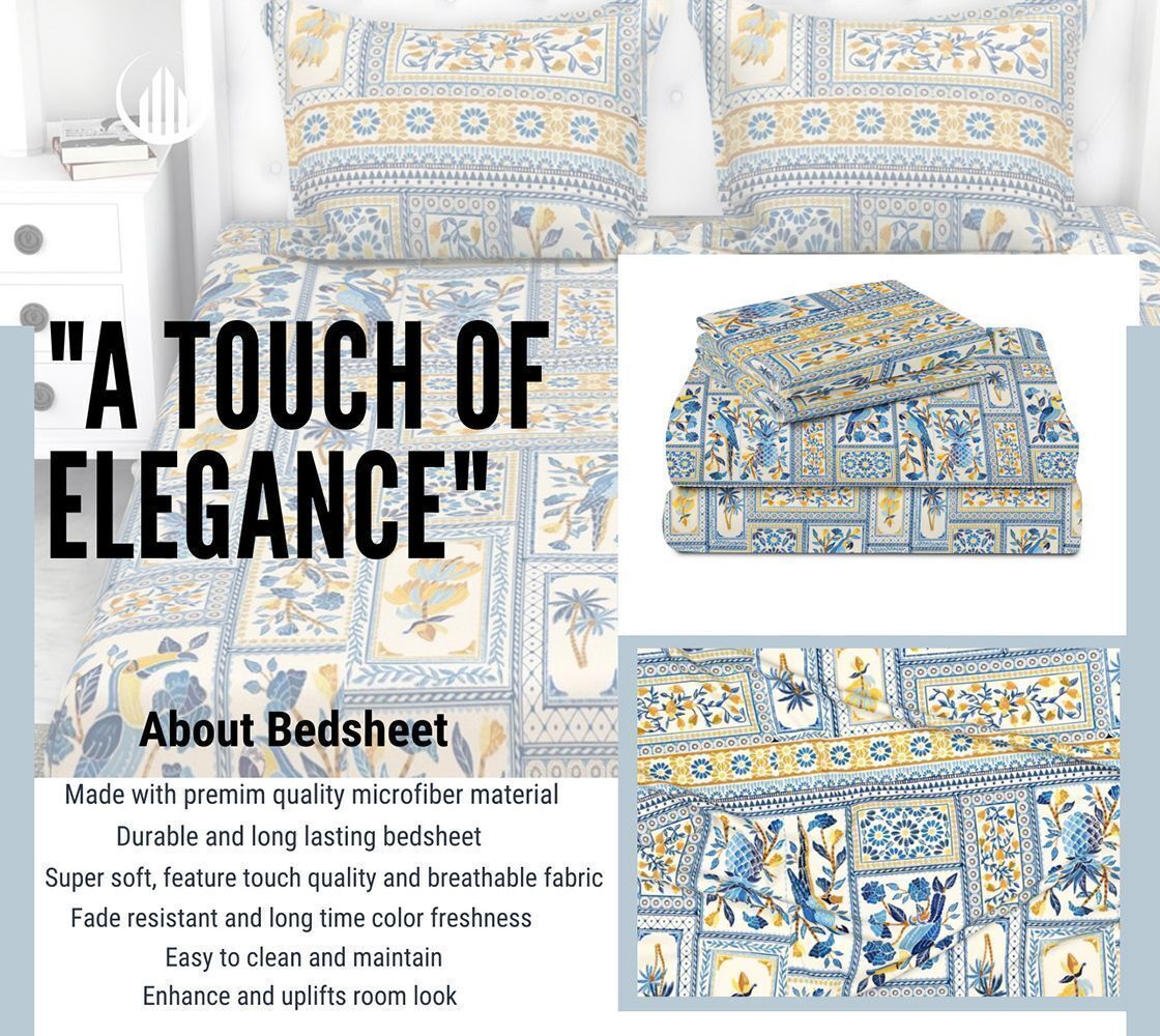 Velencia Flat Bedsheet Blue Yellow