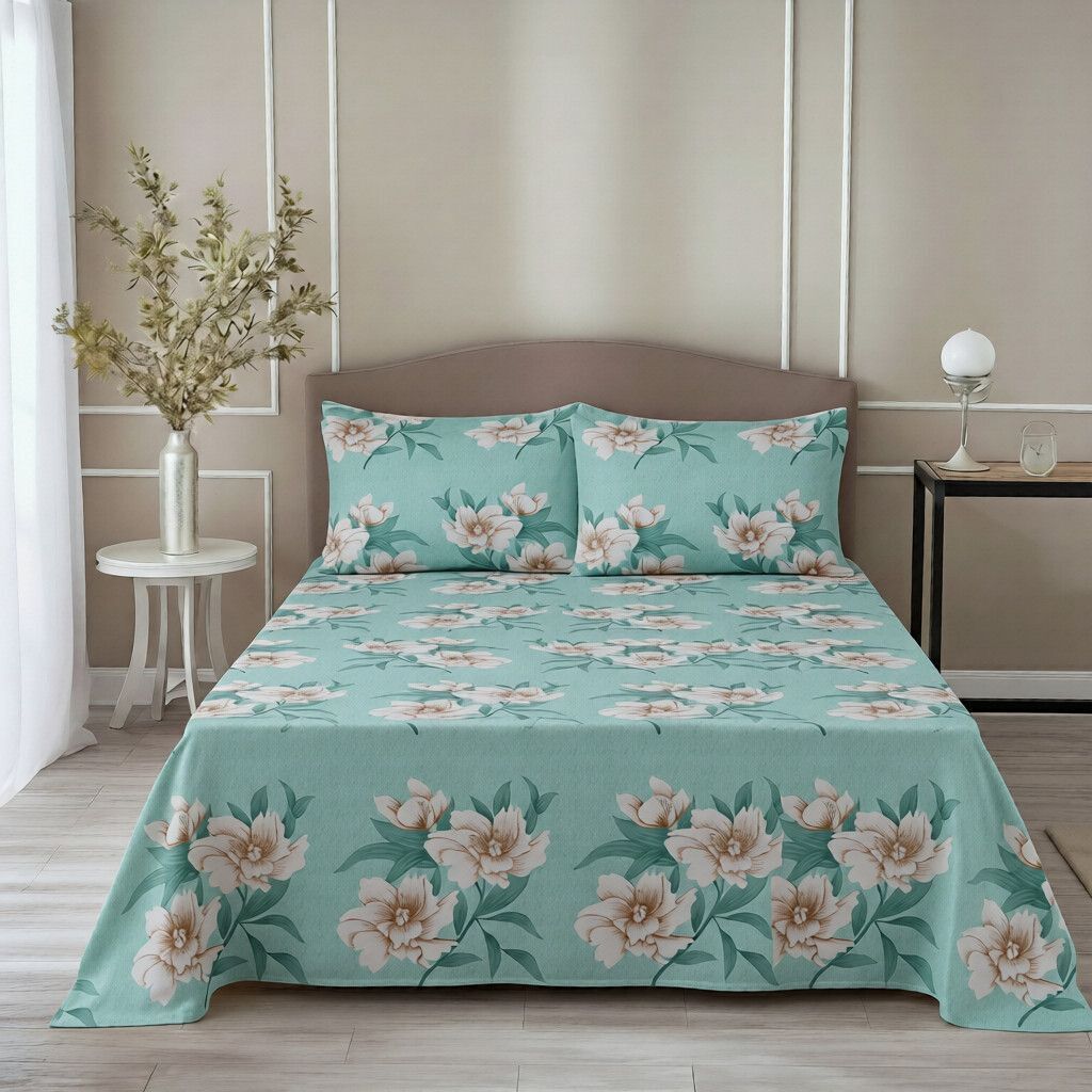 Prime Flat Bedsheet Beige Light Green