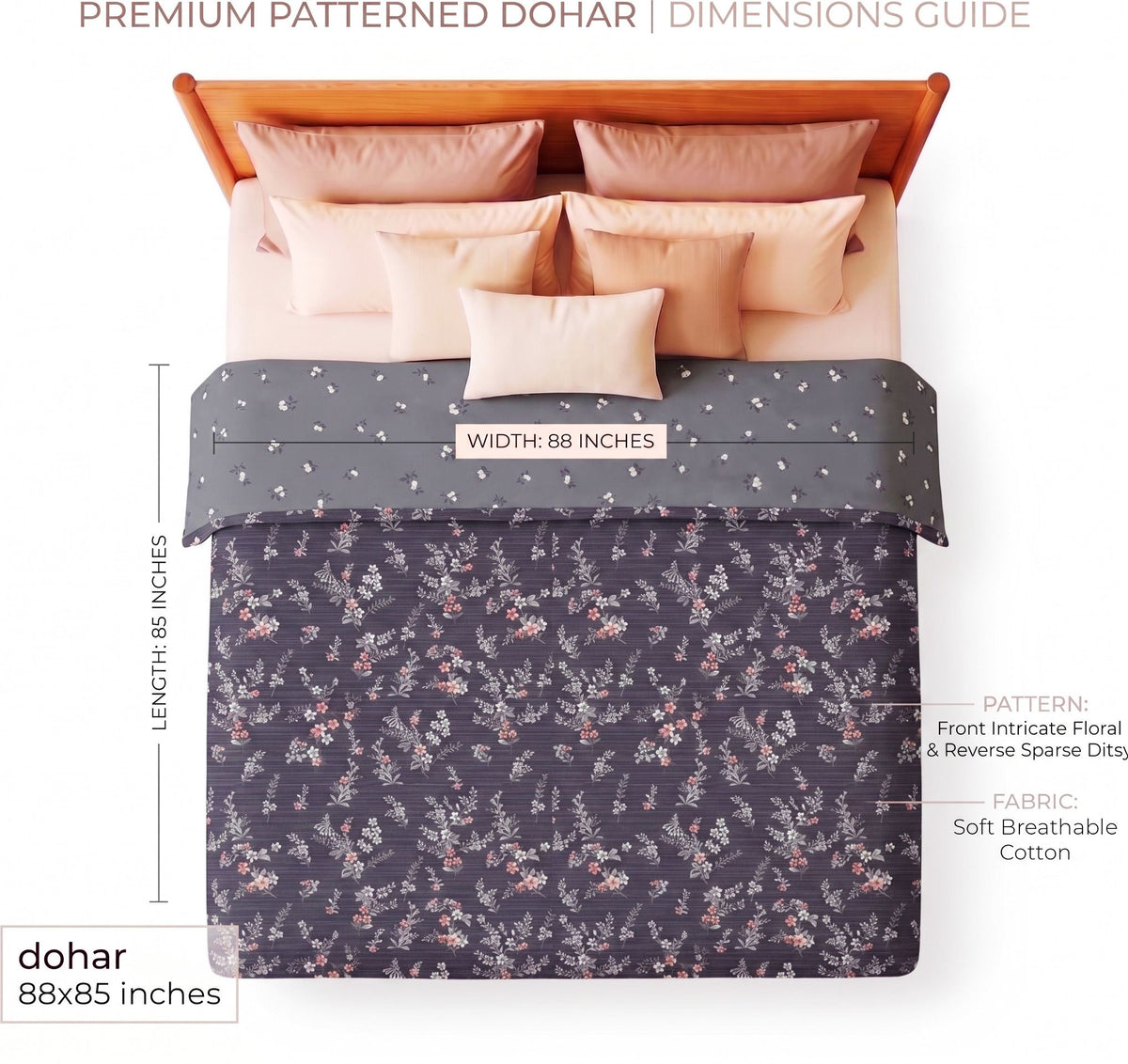 Stella Reversible Dohar Dark Grey Off White
