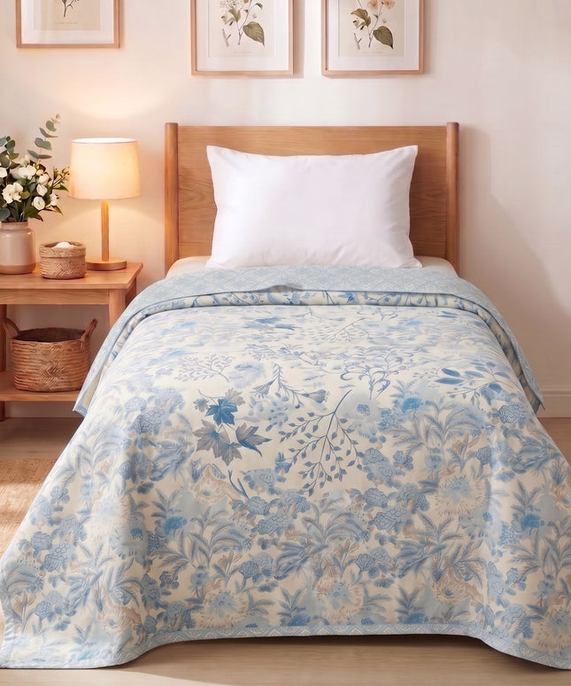Stella Reversible Dohar Off White Aqua Blue