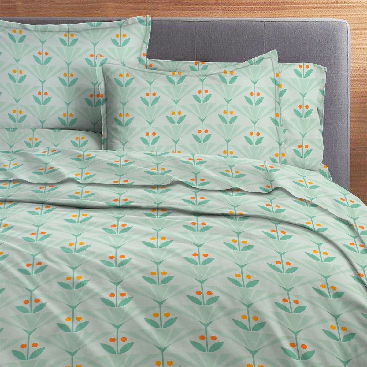 Velencia Flat Bedsheet Green Orange
