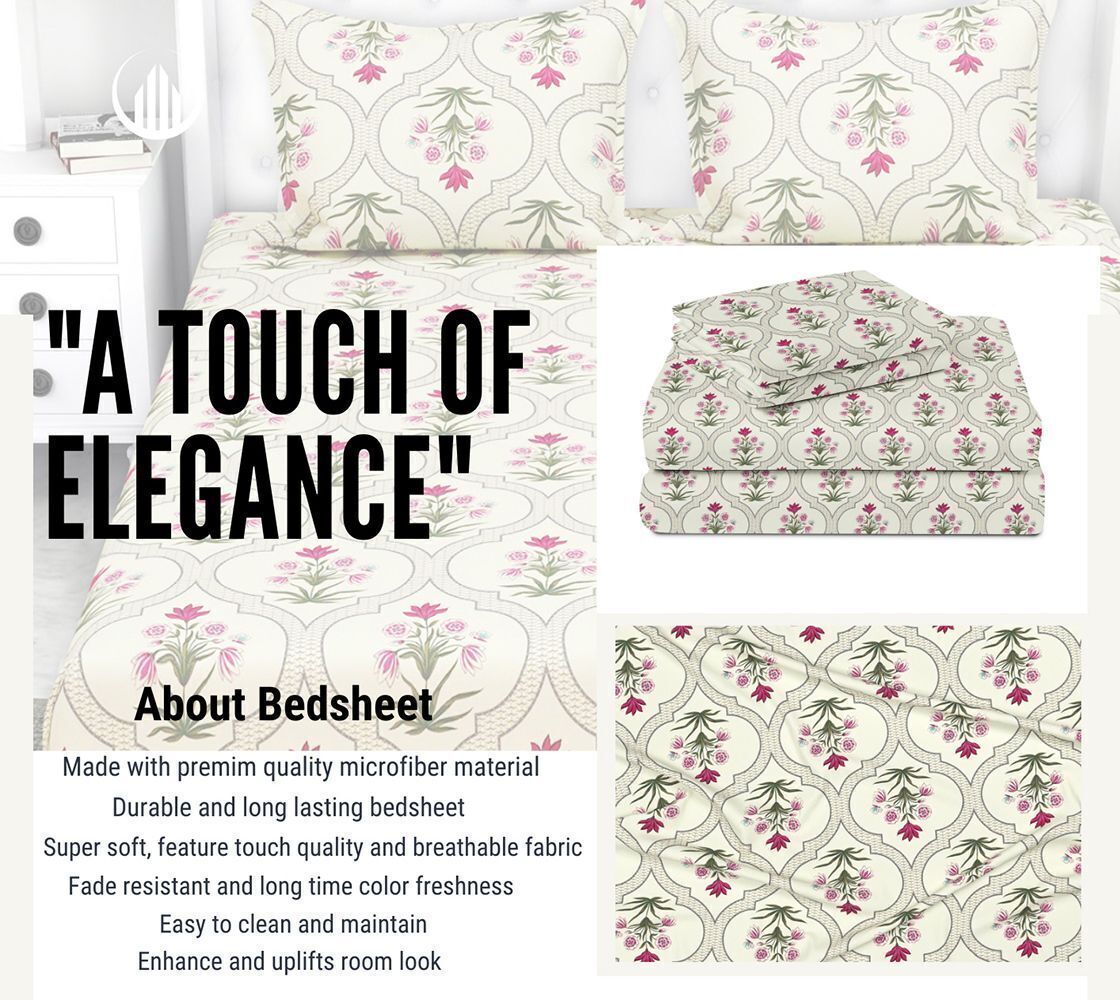 Velencia Flat Bedsheet Green Dark Pink