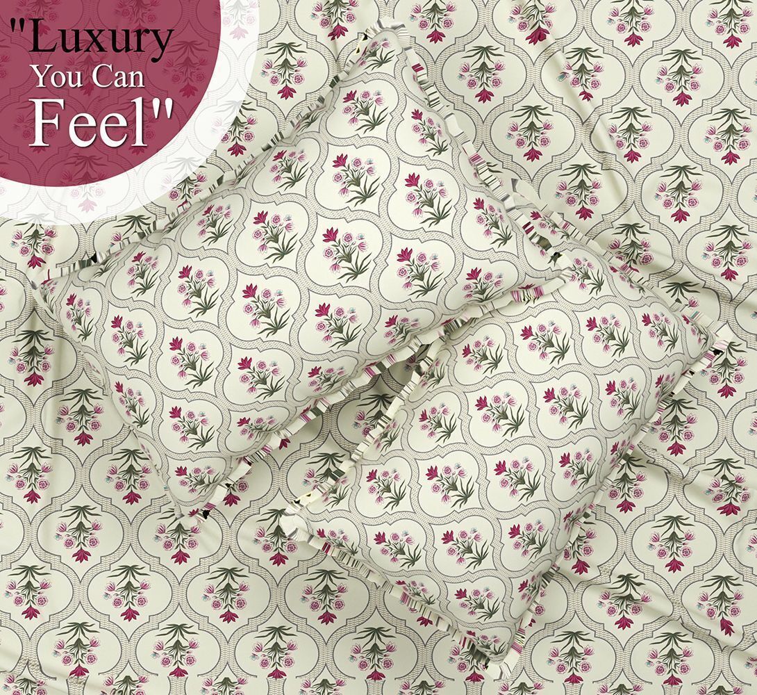 Velencia Flat Bedsheet Green Dark Pink