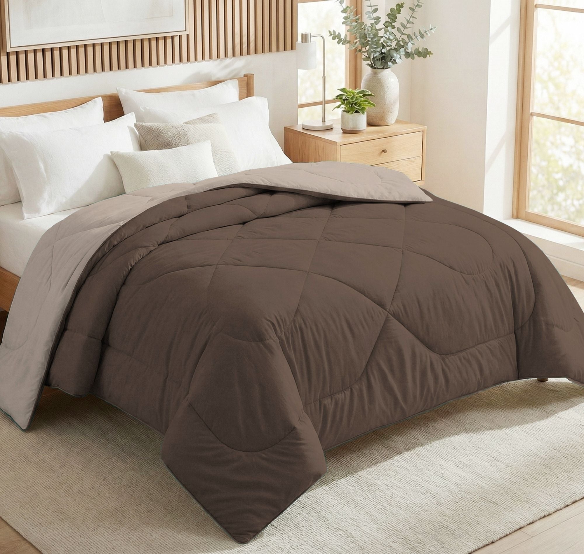 Solid Reversible Comforter Brown
