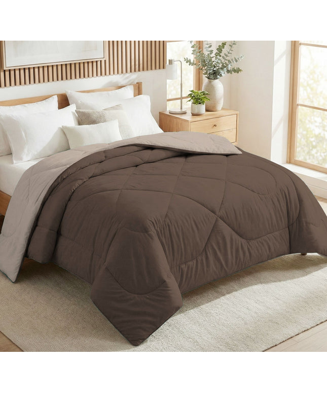 Solid Reversible Comforter Brown
