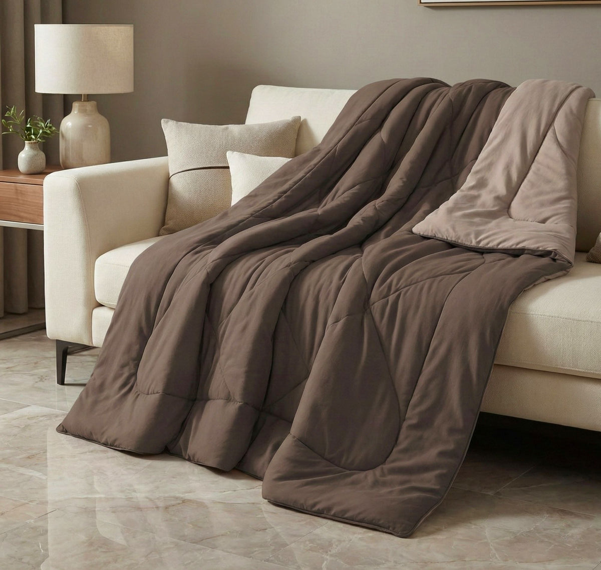 Solid Reversible Comforter Brown