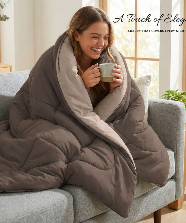 Solid Reversible Comforter Brown