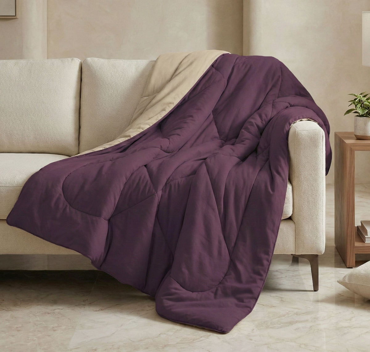 Solid Reversible Comforter Wine Color