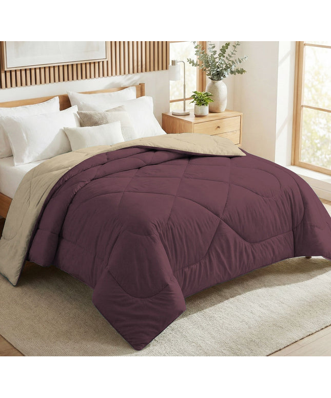 Solid Reversible Comforter Wine Color
