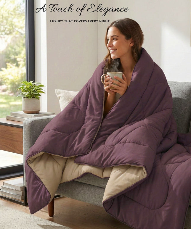 Solid Reversible Comforter Wine Color