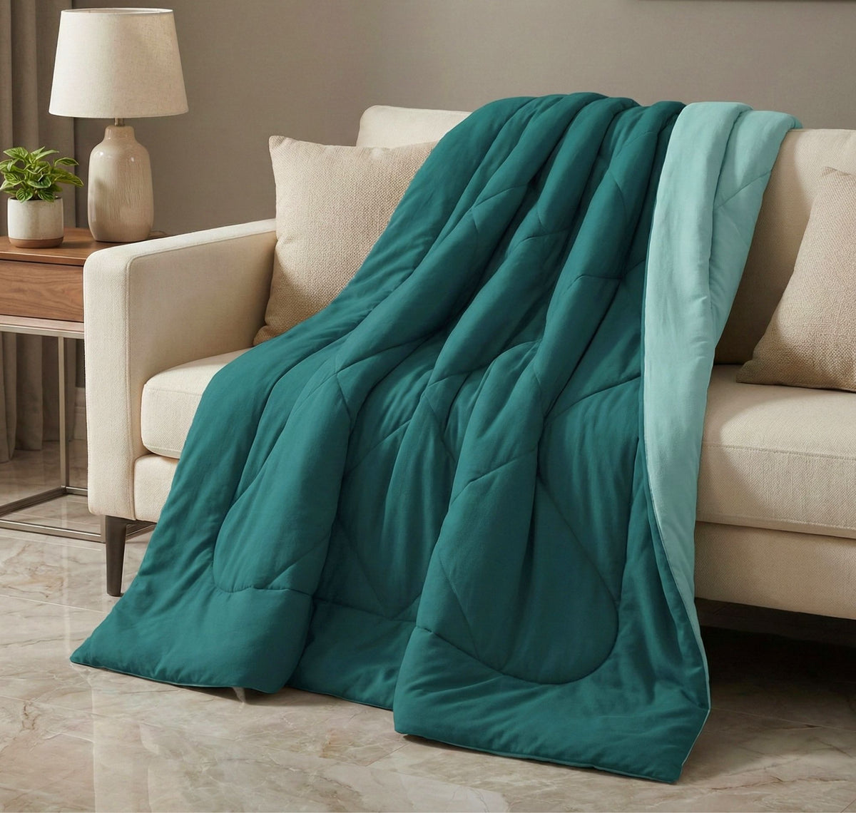 Solid Reversible Comforter Dark Green