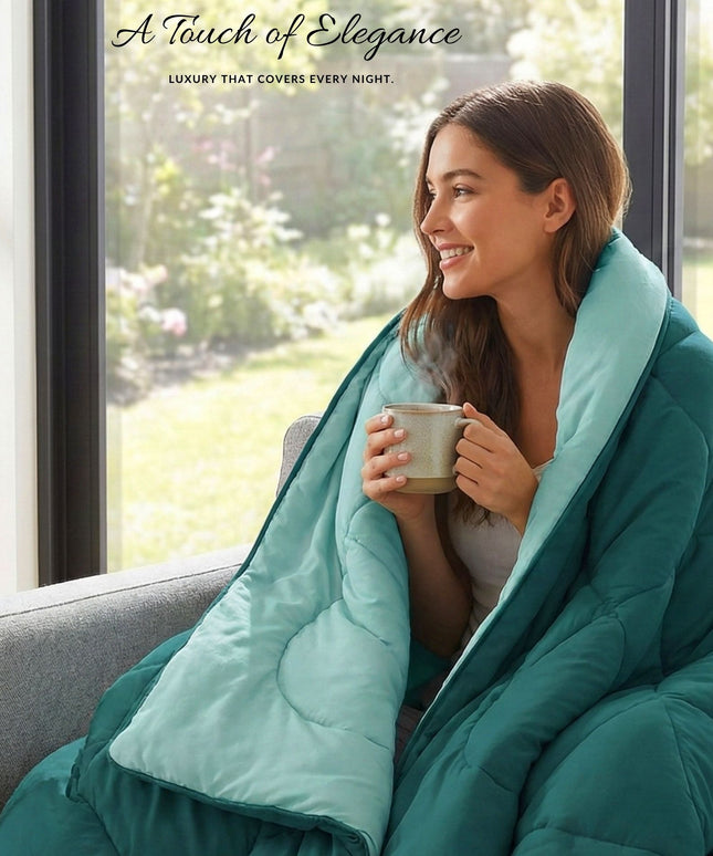 Solid Reversible Comforter Dark Green