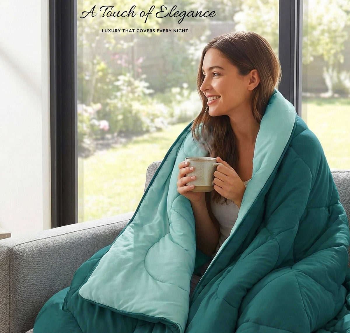 Solid Reversible Comforter Dark Green