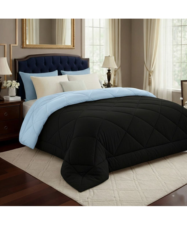 Solid Reversible Comforter Black Grey