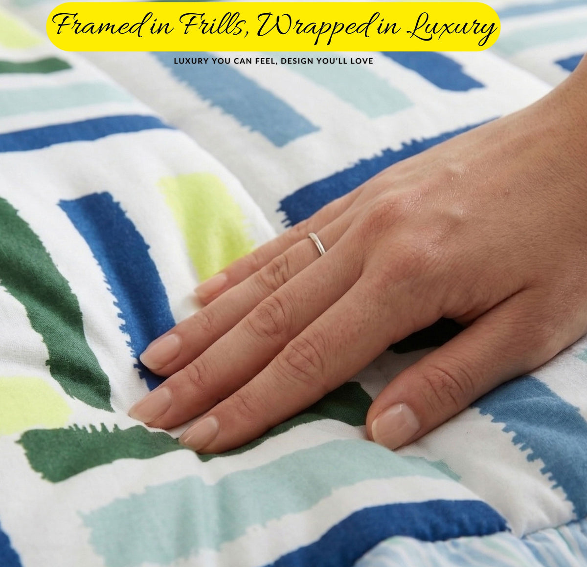 Frillo Comforter Double Bed Frill White Blue