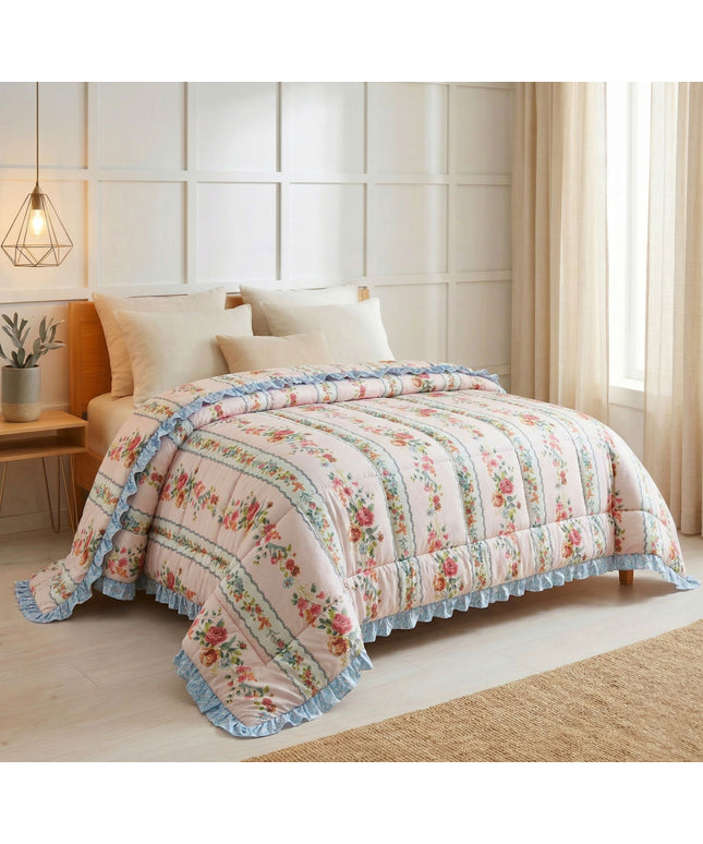 Frillo Comforter Double Bed Frill Baby Pink