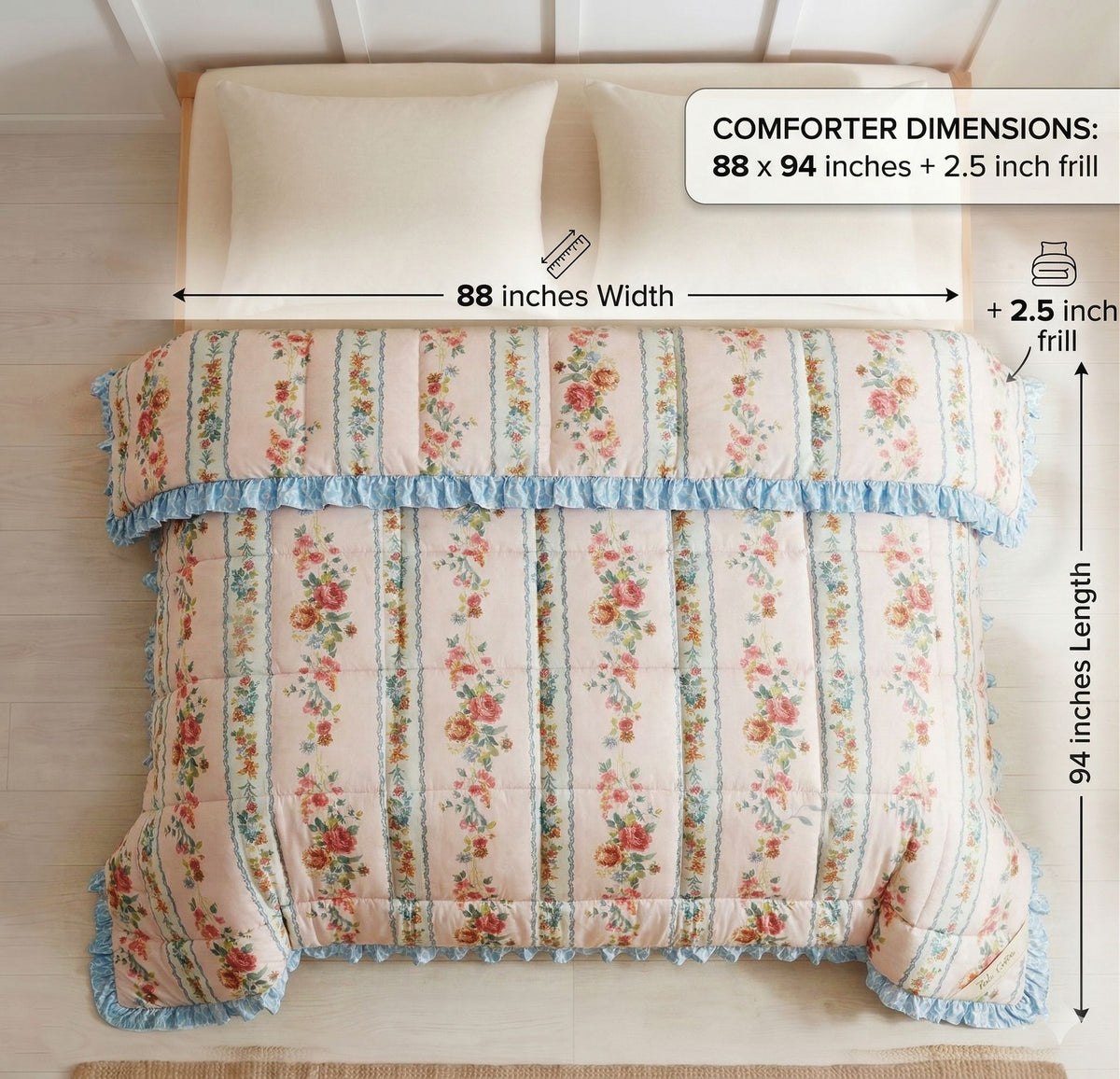Frillo Comforter Double Bed Frill Baby Pink