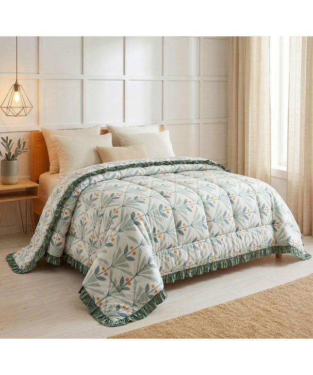 Frillo Comforter Double Bed Frill Light Green