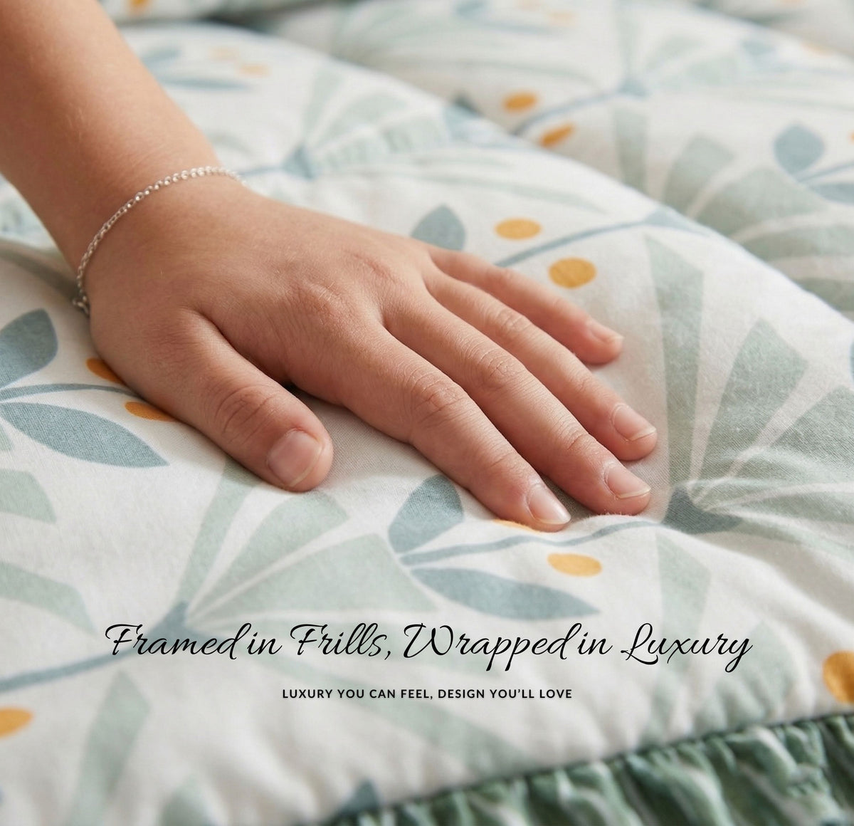 Frillo Comforter Double Bed Frill Light Green