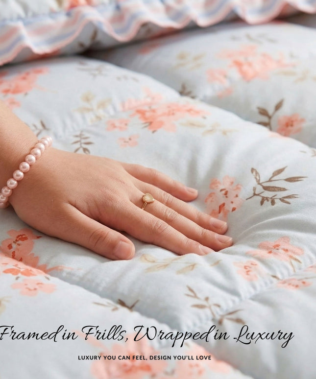 Frillo Comforter Double Bed Light Blue Pink
