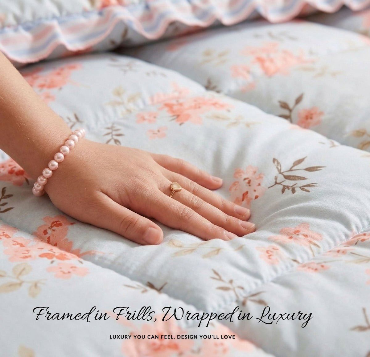 Frillo Comforter Double Bed Light Blue Pink
