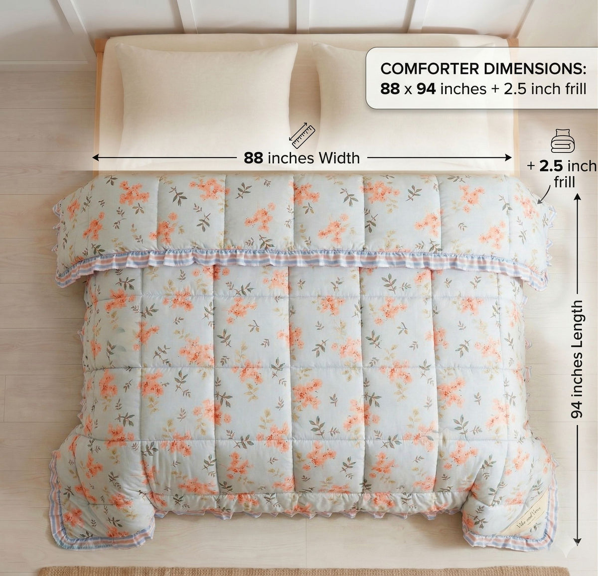 Frillo Comforter Double Bed Light Blue Pink