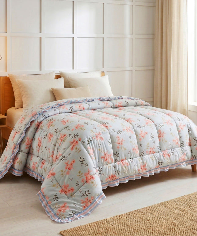 Frillo Comforter Double Bed Light Blue Pink
