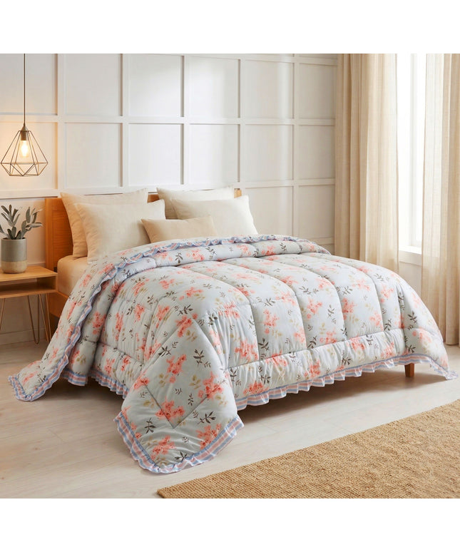 Frillo Comforter Double Bed Light Blue Pink