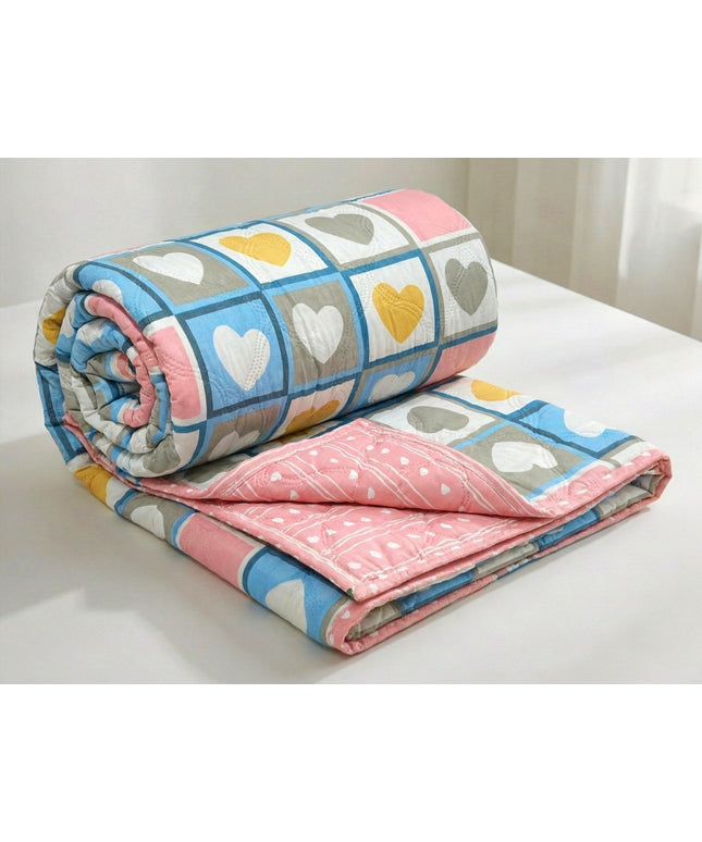 Quilted Reversible Comforter Double Bed Pink Blue