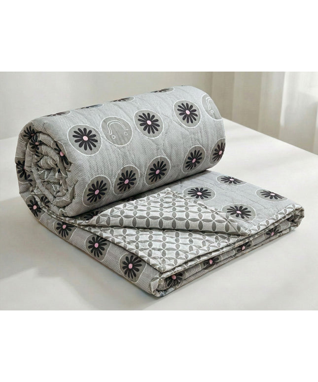 Quilted Reversible Comforter Double Bed Black Grey