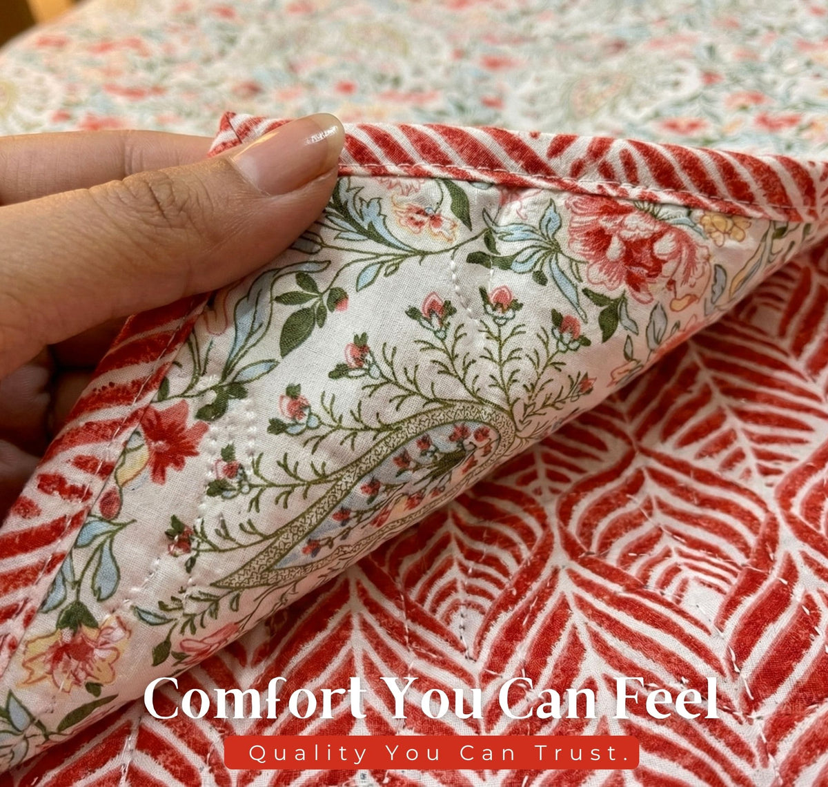 Quilted Reversible Comforter Double Bed Red