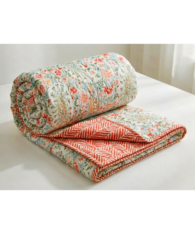 Quilted Reversible Comforter Double Bed Red