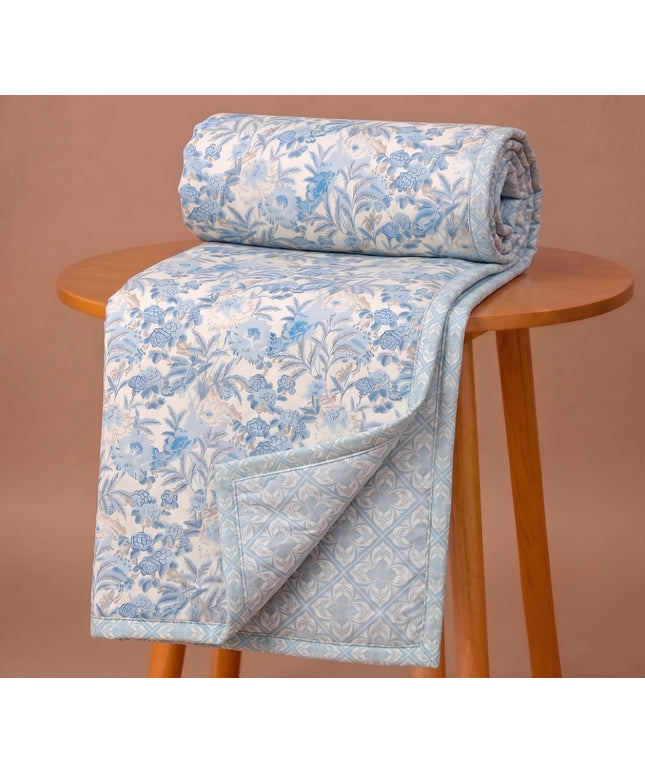 Stella Reversible Dohar Off White Aqua Blue