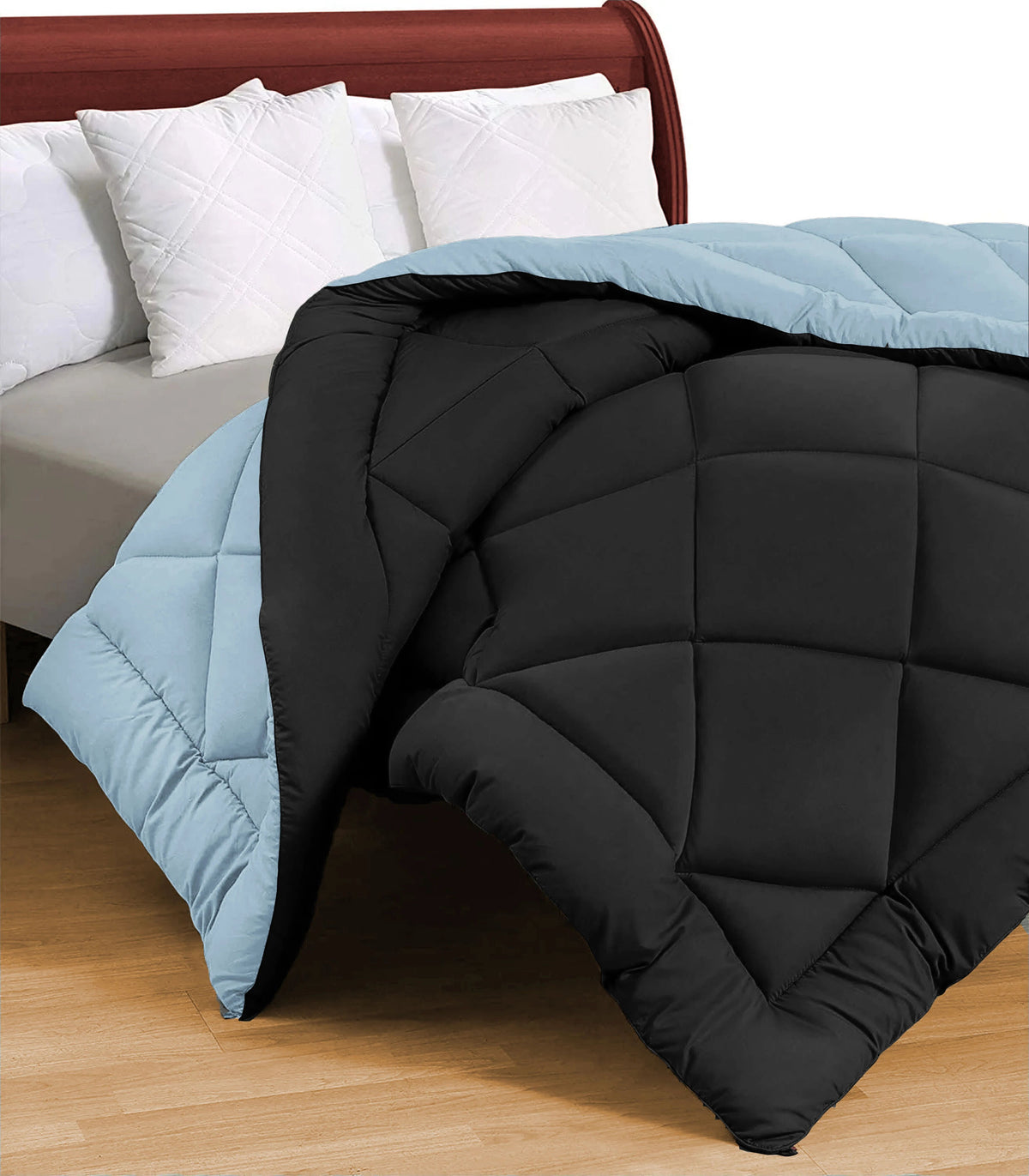 Solid Reversible Comforter Black Grey