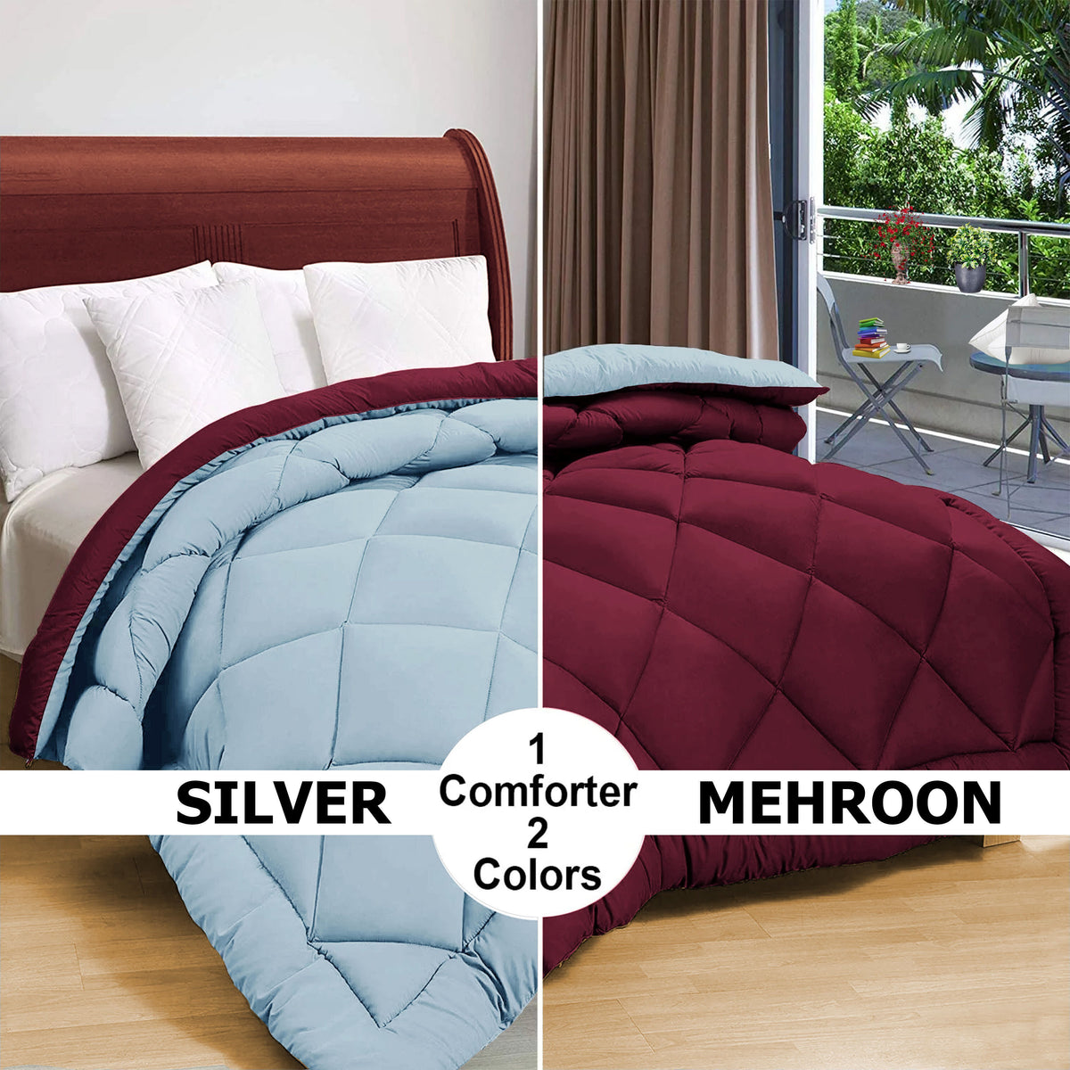 Solid Reversible Comforter Red