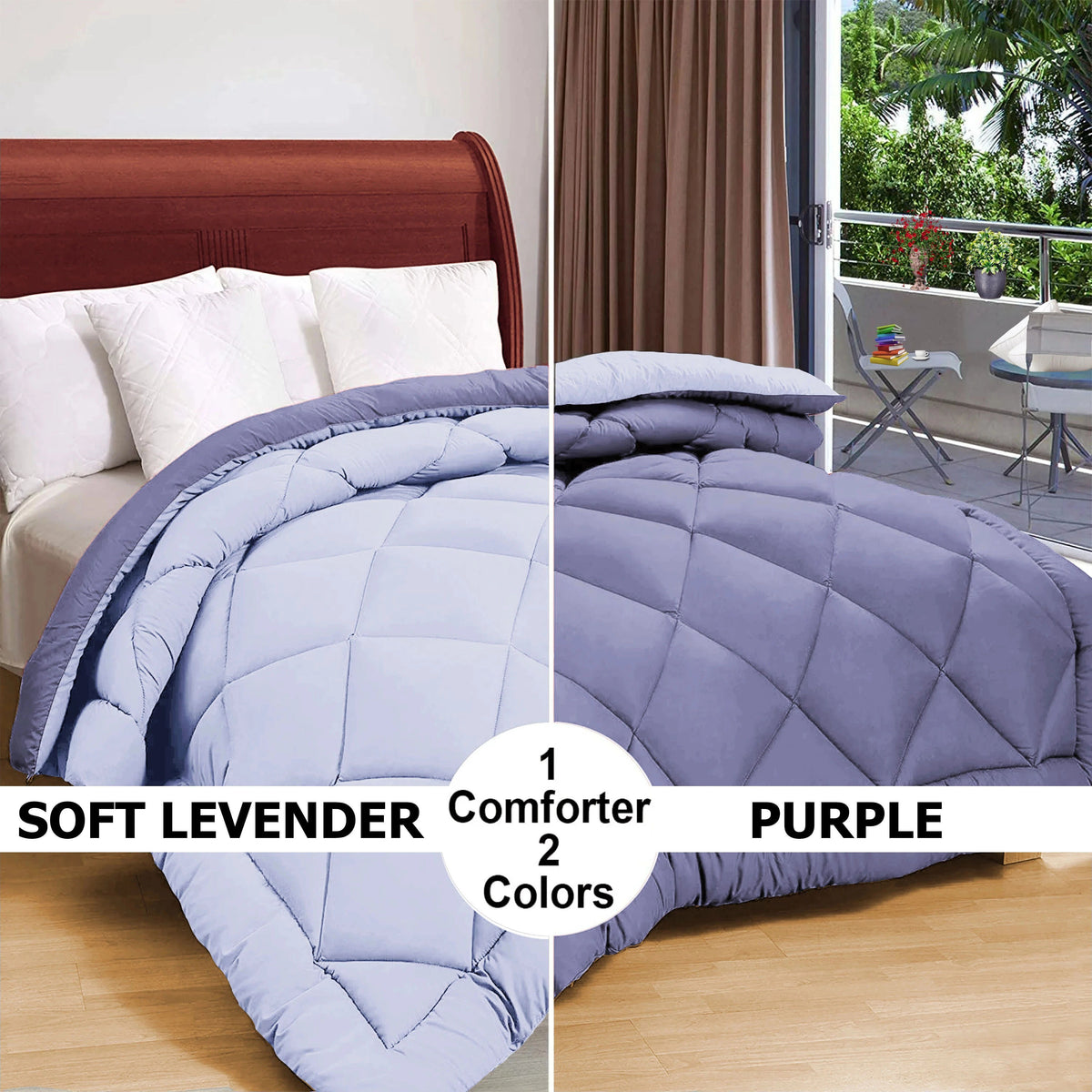Solid Reversible Comforter Lavender