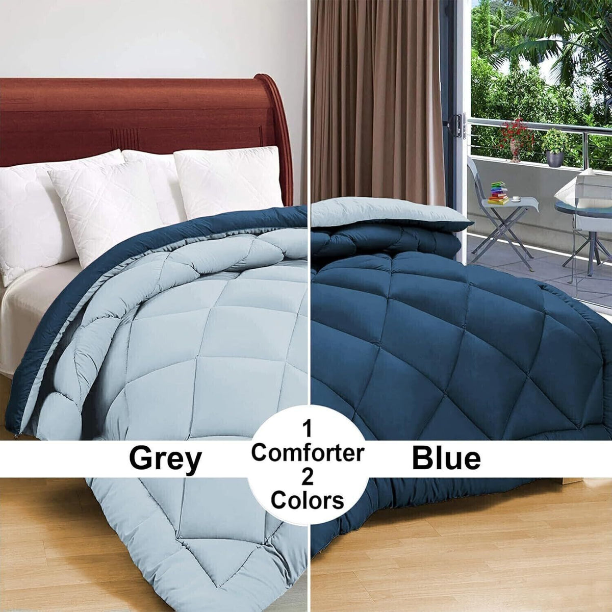 Solid Reversible Comforter Dark Blue Grey1