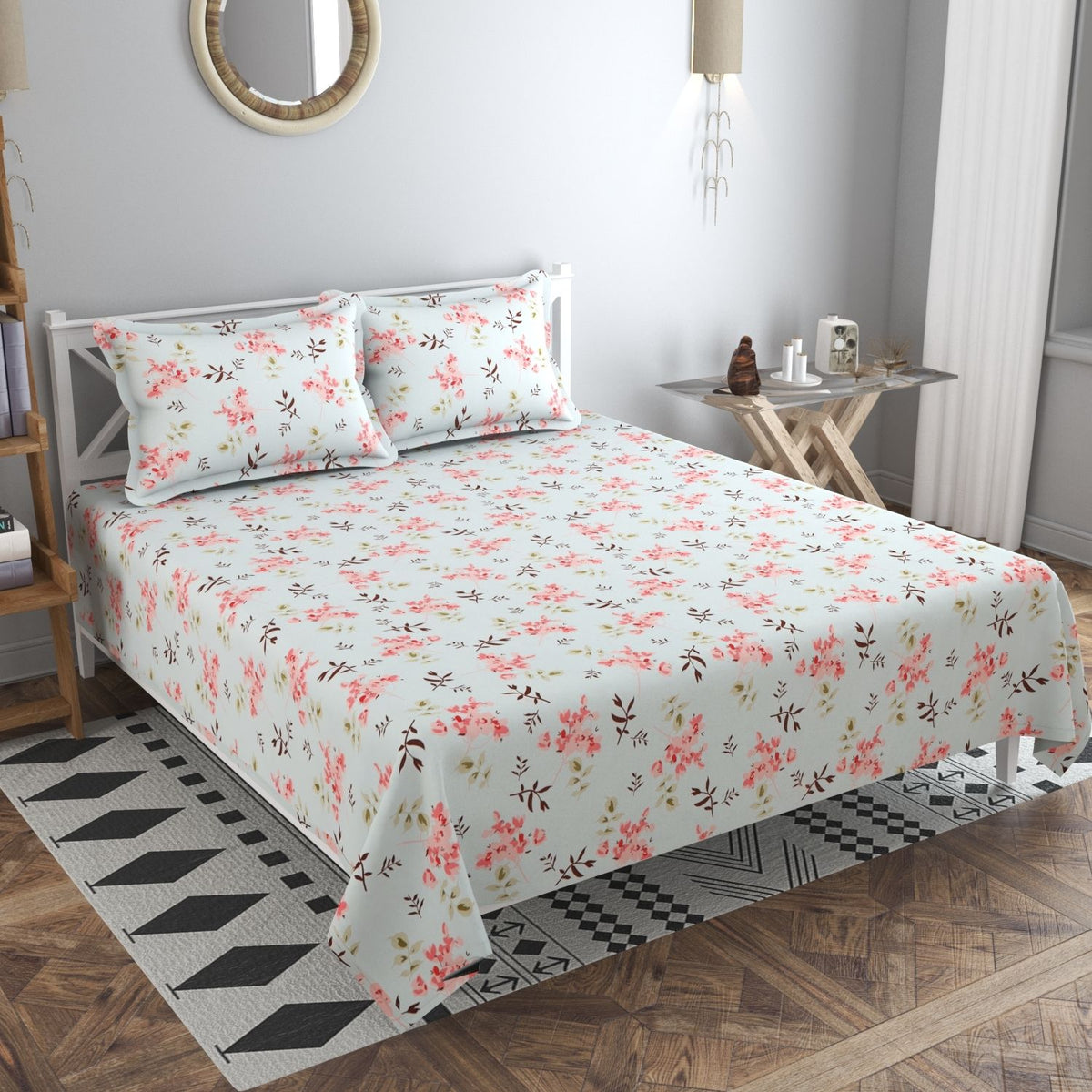 Velencia Flat Bedsheet Light Blue Pink